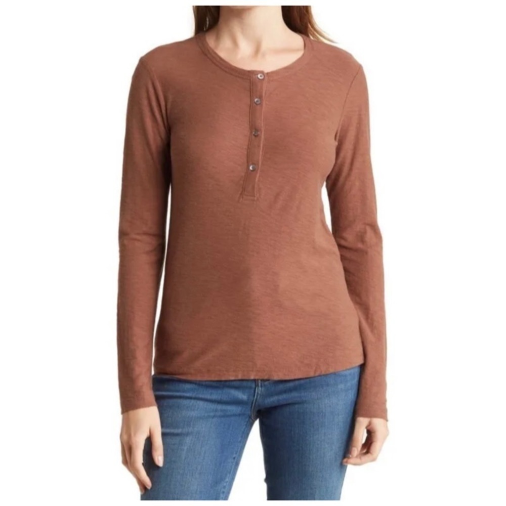 NEW STANDARD JAMES PERSE Slub Jersey Henley in Malt